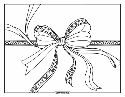 Dibujo de lazo para colorear para adultos: Un lazo simple con detalles de inspiración tribal, dibujado con contornos audaces para colorear fácilmente