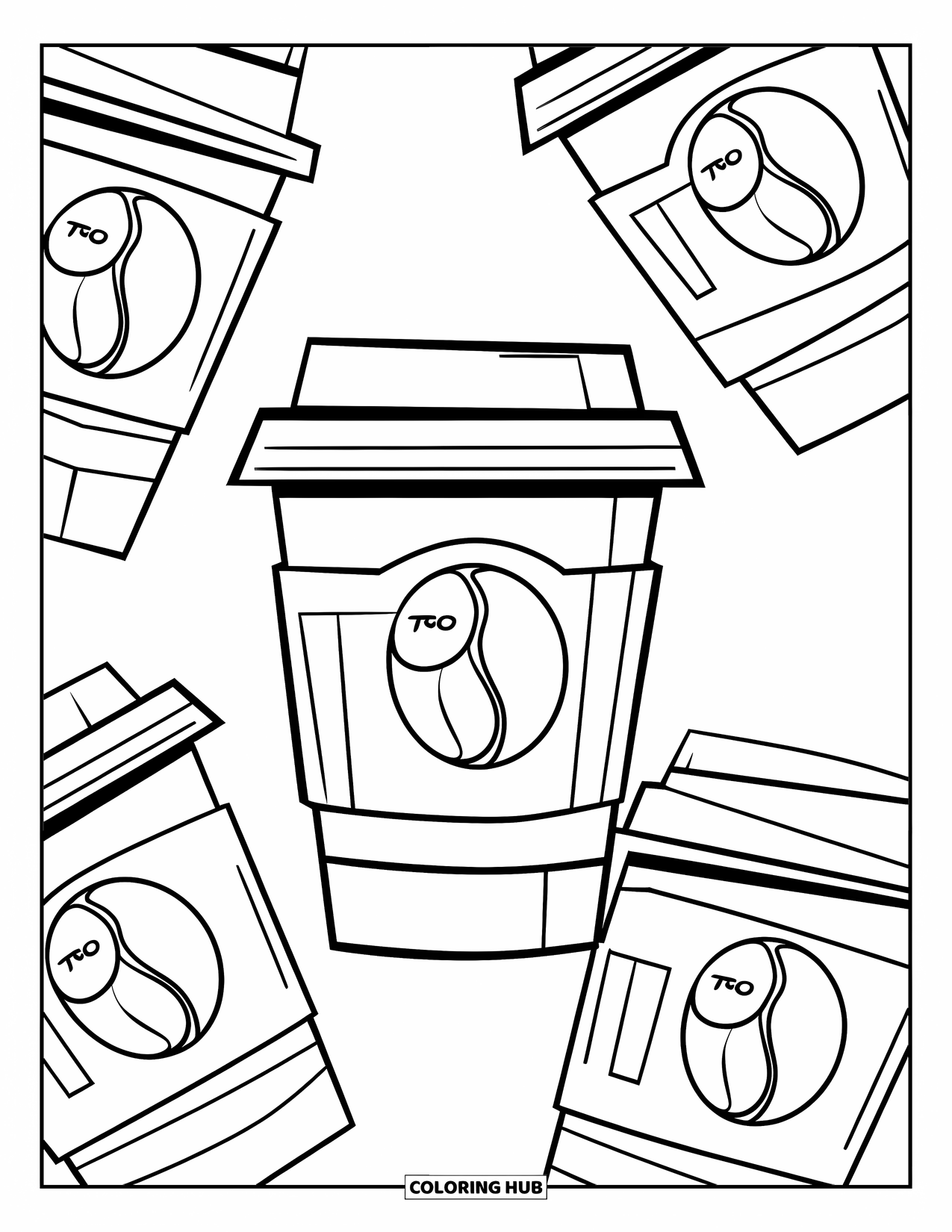 Coffee Coloring Page for Kids: A to-go coffee cup with "To Go" written on it
