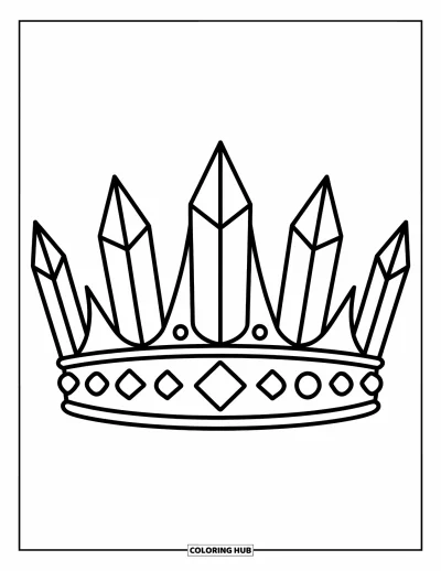 Desenho de Cristal para Colorir para Crianças: Uma coroa simples feita de grandes pontas de cristal com linhas limpas e marcantes