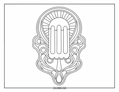 Coloriage de glace à l'eau pour adultes : Une glace à l'eau conçue avec grâce avec des tourbillons ornés et des éléments décoratifs classiques