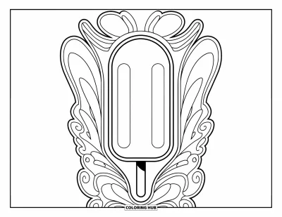Coloriage de glace à l'eau pour adultes : une glace à l'eau d'inspiration vintage avec des courbes complexes et des détails artistiques