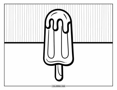 Coloriage de glace à l'eau pour enfants : Une glace à l'eau avec des coulures fondantes, sur fond rayé pour un effet amusant