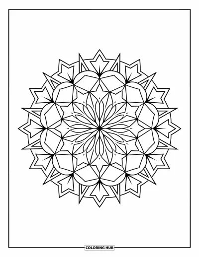 Dibujo de estrella para colorear para niños: Un patrón de mandala circular hecho de intrincados arreglos de estrellas