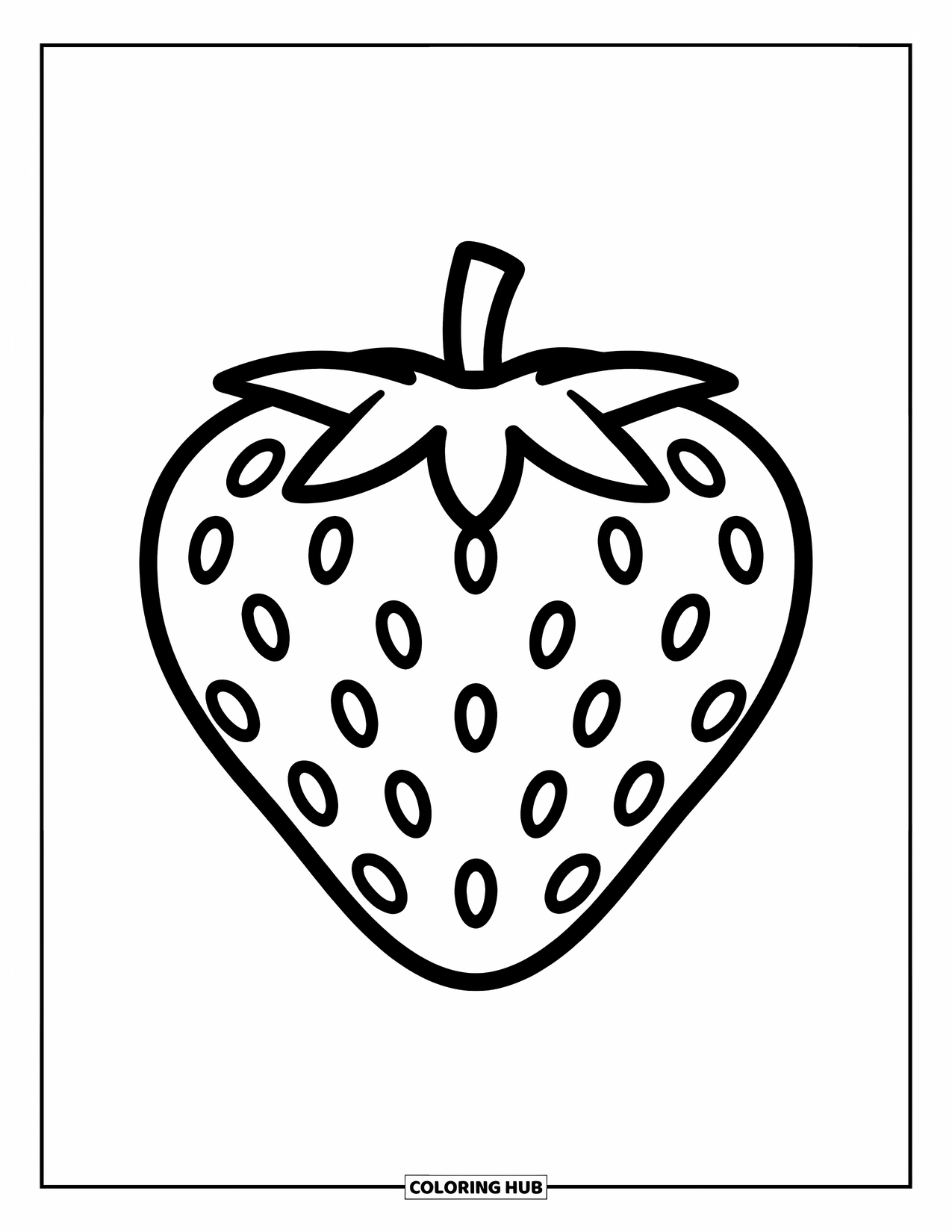 Strawberry Coloring Page for Kids: A cute strawberry with a simple design and easy-to-color patterns