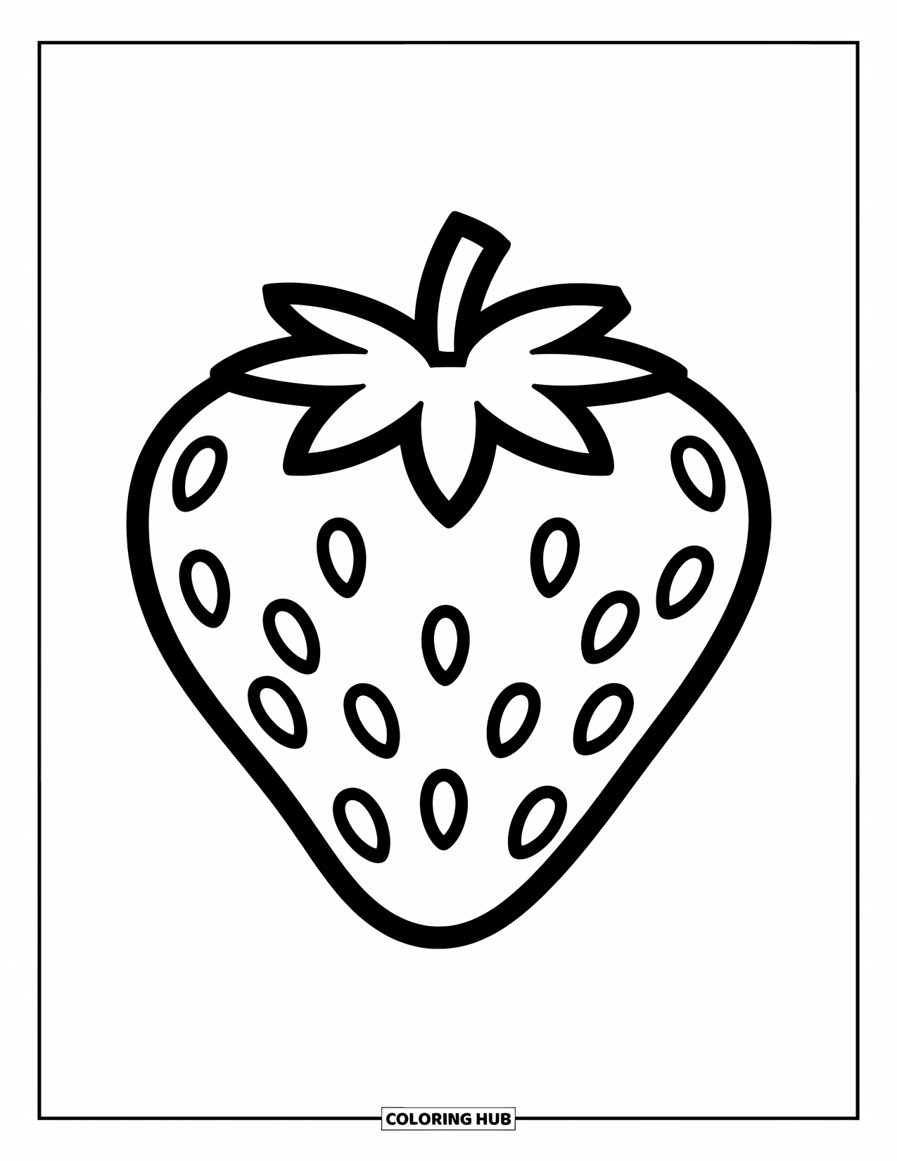 Strawberry Coloring Page for Kids: A fun, cartoonish strawberry with a simple striped pattern and bold outlines