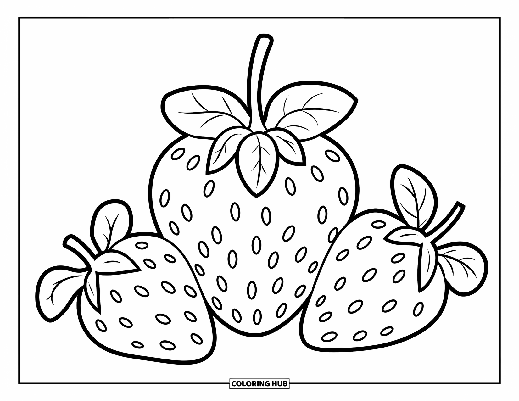 Strawberry Coloring Page for Kids: A large strawberry with smooth outlines and no intricate details