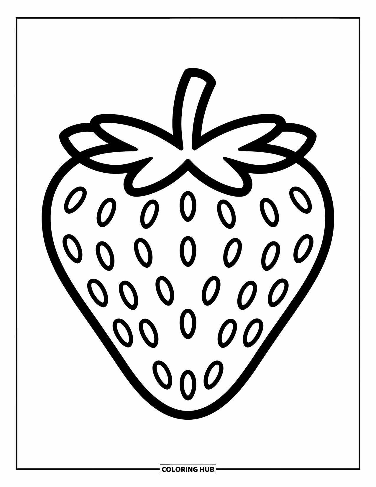 Strawberry Coloring Page for Kids: A strawberry with a playful pattern of stripes and dots, perfect for young artists