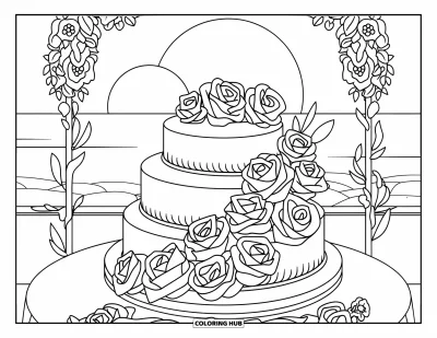 90+ Wedding Cake Coloring Pages