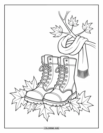 Autumn Coloring Page for Kids: Playful mushrooms in a forest clearing with a rabbit and squirrel close by