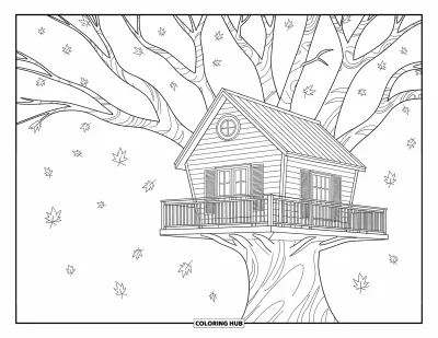 Autumn Coloring Page for Kids: Stacked books with swirling steam from a drink and playful patterns around