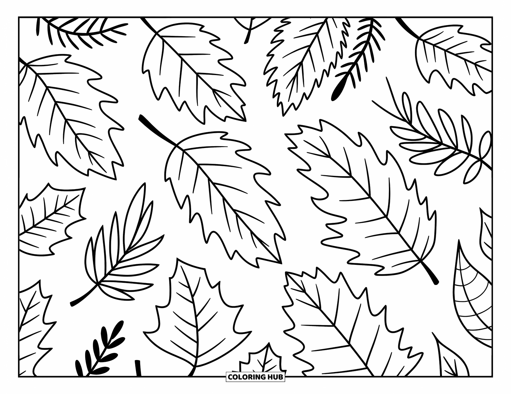 Desenho de outono para colorir para crianças: Folhas de outono rodopiantes dançam suavemente no ar
