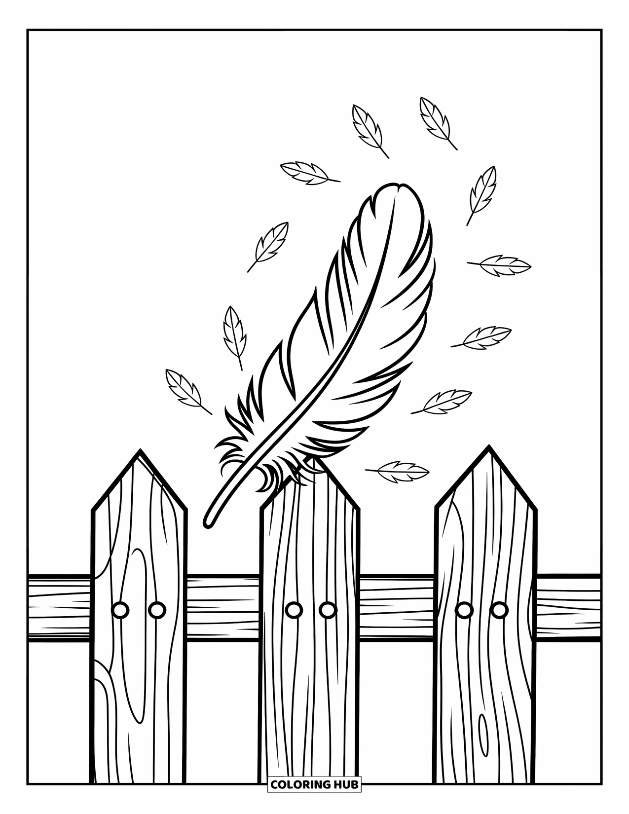 Desenho de outono para colorir para crianças: Dois esquilos animados correm ao redor de um grande tronco de árvore com desenhos de casca lúdicos
