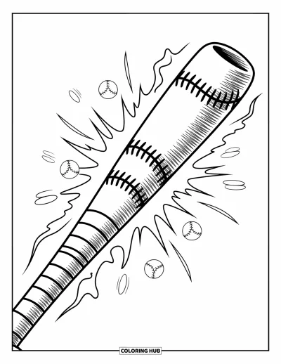 Coloriage de baseball pour enfants : Un manche de batte avec des textures amusantes et de petites volutes sur toute sa surface