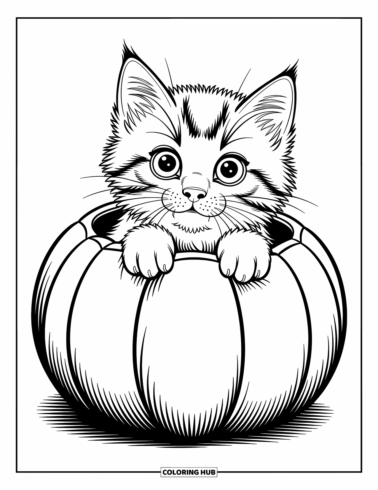 Kleurplaat Kat voor Kinderen: Een kat en een hond zitten dicht bij elkaar, hun heldere ogen en kwispelende staarten vangen een lieve vriendschap