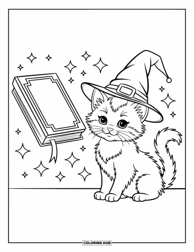 Cat Coloring Page for Kids: A tiny Siamese cat rests inside an oversized sock, its tail curling over the fluffy fabric