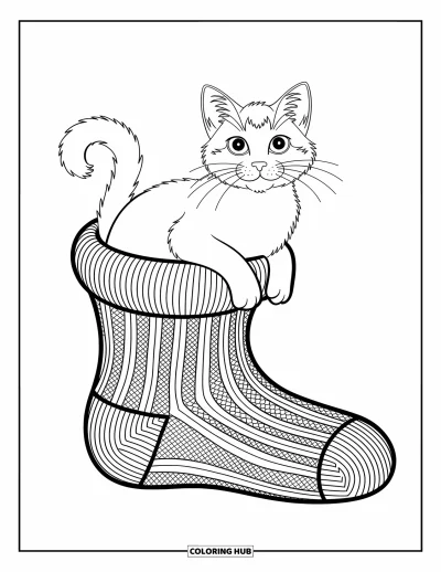 Cat Coloring Page for Kids: Three charming kittens pose together, their expressions capturing sweet innocence and curiosity