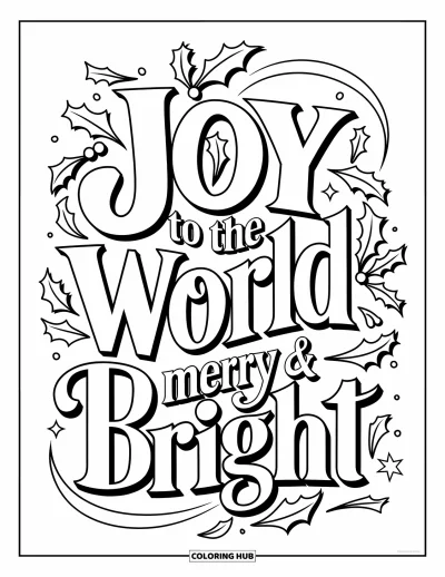 Coloriage de Noël pour enfants : Typographie festive avec