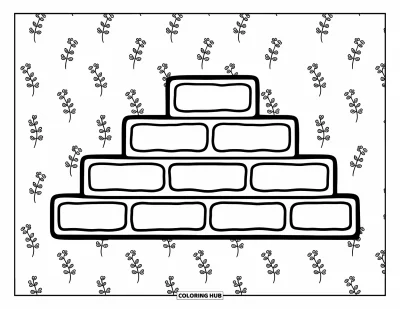 Coloriage de chantier pour enfants : Un mur de briques à moitié construit se dresse avec de grandes briques soigneusement empilées et des détails ludiques