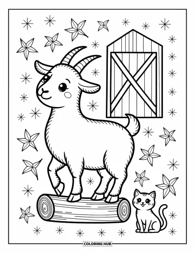 Coloriage d'animaux de la ferme pour adultes : Un âne amical est assis près d'une charrette de légumes avec des citrouilles, des choux et un papillon à proximité