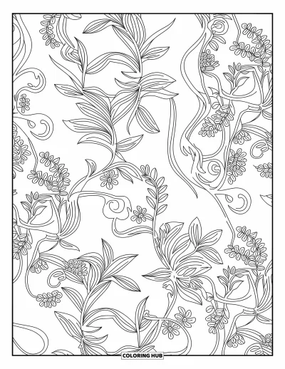Fish Coloring Page for Adults: A richly detailed illustration filled with elegant, swirling designs