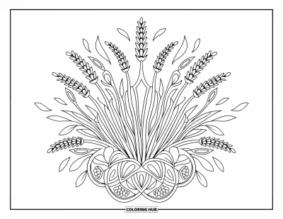 Blumenmandala-Ausmalbild für Erwachsene: Lavendelstiele wirbeln in einem beruhigenden Mandala mit weichen Blättern und sanfter Symmetrie