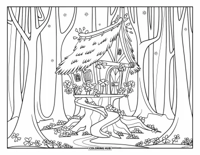 120+ Coloriages de cabanes dans les arbres pour enfants et adultes (Gratuits)
