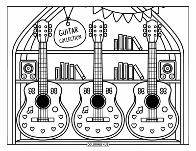 90+ Gitarren-Ausmalbilder für Kinder und Erwachsene (Kostenlos)