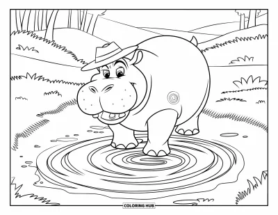 105+ Desenhos de hipopótamos para colorir para crianças e adultos (Grátis)