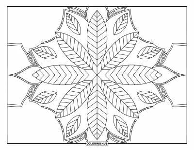 Bladtegning til voksne: Et kalejdoskop af forskellige blade danner et intrikat og elegant geometrisk mønster