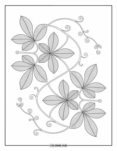 Bladtegning til voksne: En zentangle af ficusblade og snoede linjer danner et sofistikeret og meditativt design