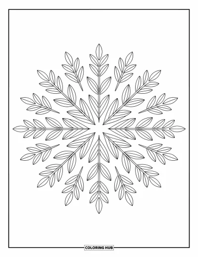 Bladtegning til voksne: Et intrikat mønstret bregneblad med markante konturer, omgivet af elegante botaniske motiver