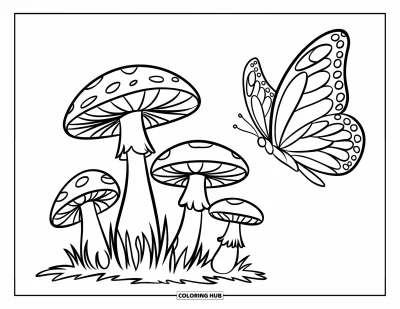 205+ Dibujos de hongos para colorear
