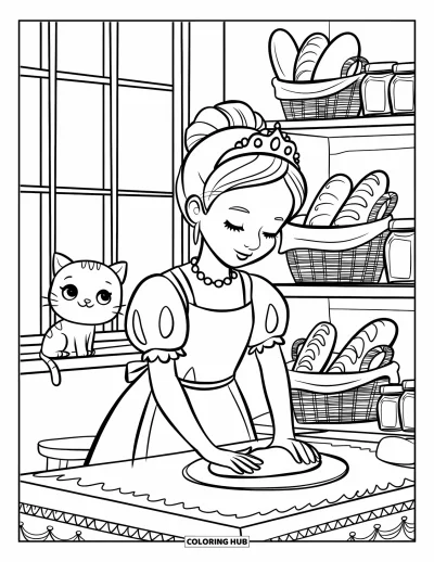 Dibujo de princesas para colorear para adultos: Una princesa pirata navega los mares, con la mirada puesta en el horizonte