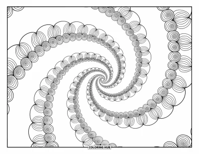 Dibujo de espacio para colorear para adultos: Los brazos en espiral de una galaxia llenos de delicados e intrincados motivos celestiales