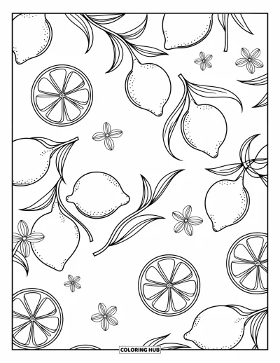 Disegno d'estate da colorare per adulti: Ibisco, bouganville e rami d’ulivo si intrecciano in una delicata composizione floreale mediterranea
