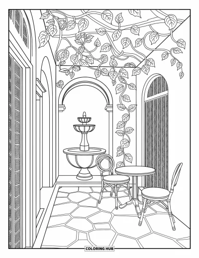 Disegno d'estate da colorare per adulti: Un ricco motivo di foglie tropicali con fronde di palma marcate, foglie di monstera e felci delicate