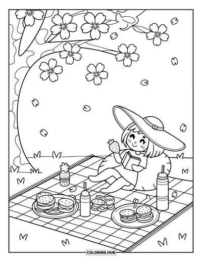 Disegno d'estate da colorare per bambini: Una piccola barca a vela con vela triangolare galleggia su onde leggere