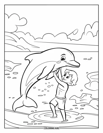 Disegno d'estate da colorare per bambini: Un faro classico domina il mare con onde in arrivo