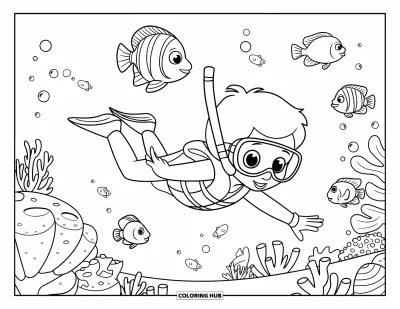 Disegno d'estate da colorare per bambini: Una porta di legno consumata con dettagli intagliati è circondata da vasi di fiori colorati