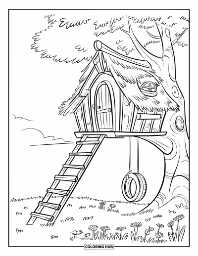 Disegno d'estate da colorare per bambini: Un van retrò con 