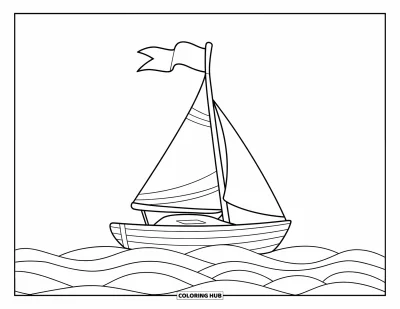 Disegno d'estate da colorare per bambini: Un grazioso lungomare con piccoli negozi e vista sul mare