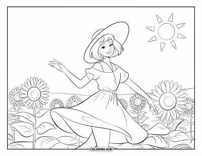 Disegno d'estate da colorare per bambini: Un van con 