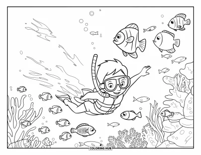 Disegno d'estate da colorare per bambini: Un falò crepita sulla spiaggia, circondato da tronchi e da un cielo stellato