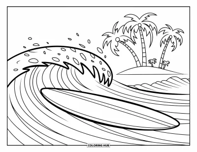 100+ Coloriages de planches de surf pour enfants et adultes (Gratuits)
