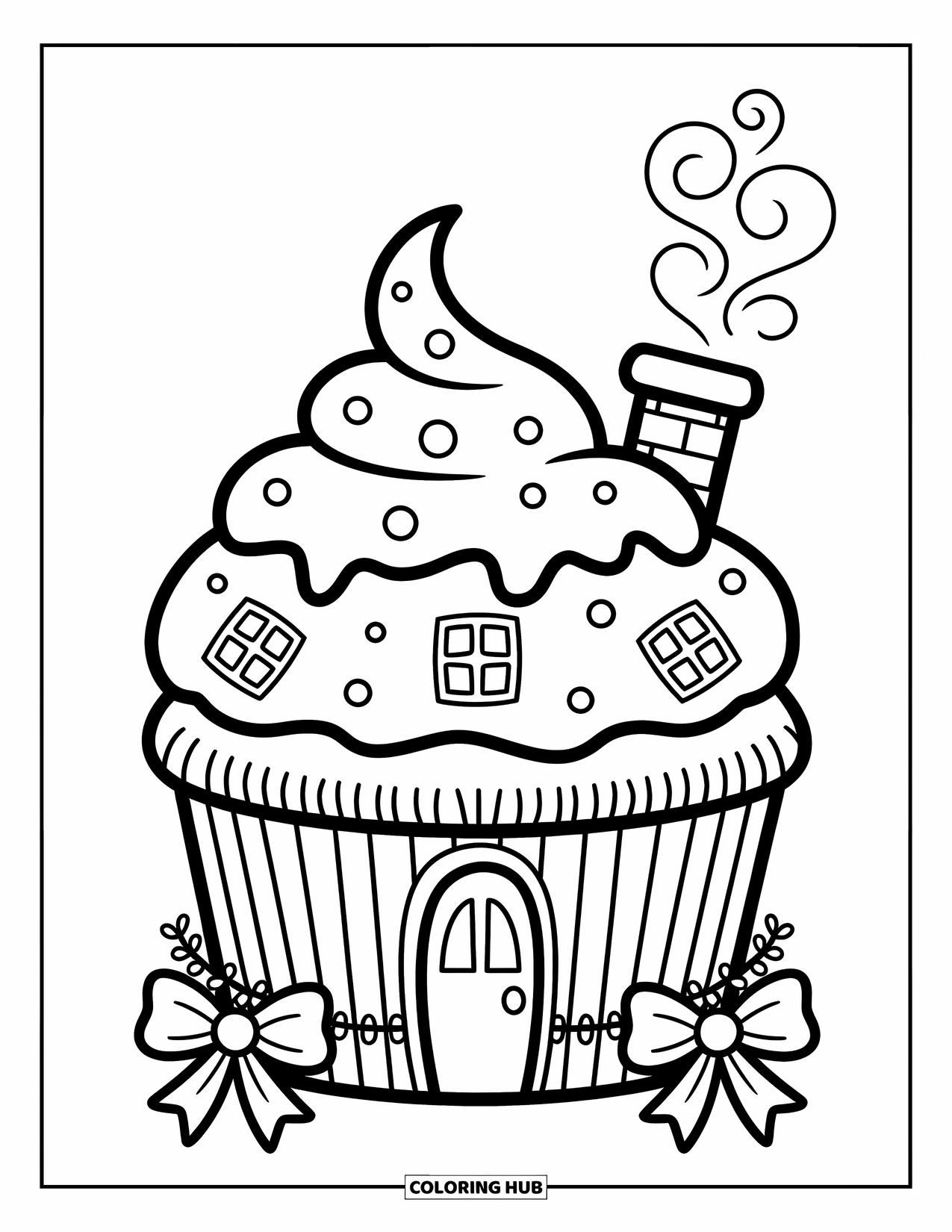 Winter Coloring Page for Adults: A kawaii-style winter moon with a cozy scarf, tiny stars, and twinkling sparkles in the night sky