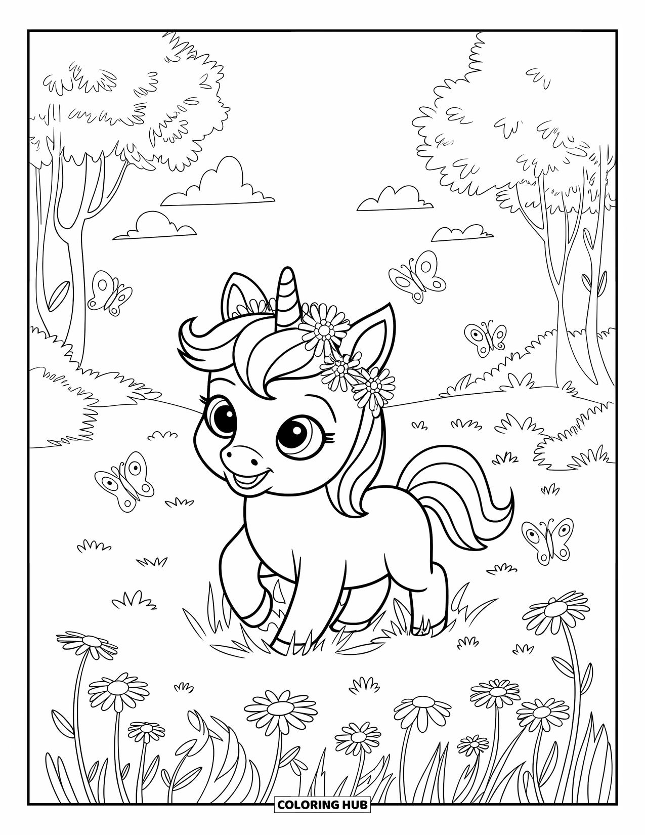 Free Printable Baby Unicorn Coloring Pages