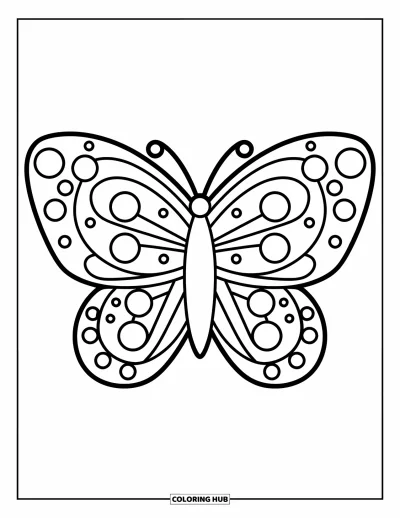 Coloriage de mandala de papillon pour enfants : Mandala de papillon audacieux avec des points, des tourbillons et de grands espaces
