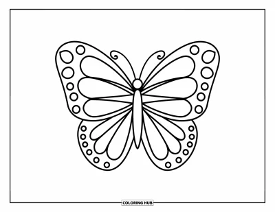 Coloriage de mandala de papillon pour enfants : Les ailes du papillon s'épanouissent en pétales dans un mandala simple et plaisant