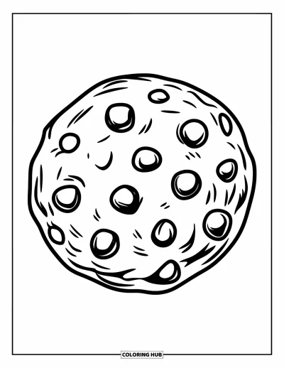 Food Coloring Page for Kids: Simple cookie design with big chips and easy-to-color style