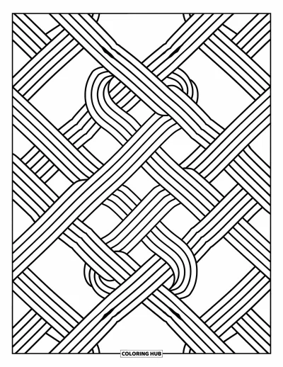Geometrisk fargeleggingsark for voksne: Sammenflettede bånd og knuter skaper en beroligende og elegant visuell labyrint
